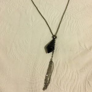 NWOT H&M long black flapper gem necklace